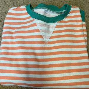 Amazon Women's Striped Crew Neck Sweater - Orange and Green